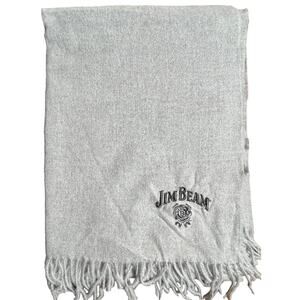 Jim Beam Embroidered Blanket Scarf Gray Large Winter New 72”x28”‎